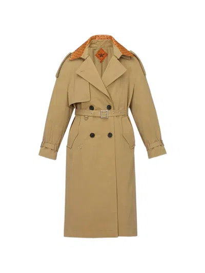 Mcm Double-breasted Trench Coat In Green
