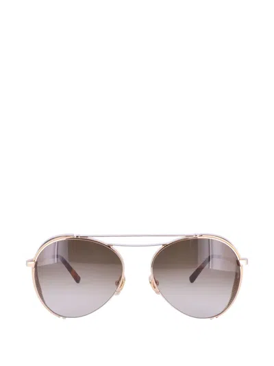 Mcm Double-bridge Pilot-frame Sunglasses In Gold