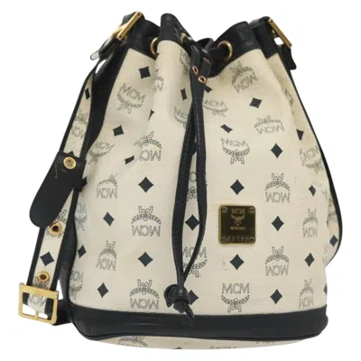 Pre-owned Mcm Drawstring Shoulder Bag Leather Pvc Shoulder Bag Bag () In White
