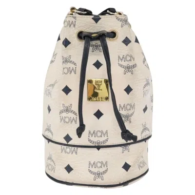 Pre-owned Mcm Drawstring Shoulder Bag Leather White Pvc Shoulder Bag Bag ()