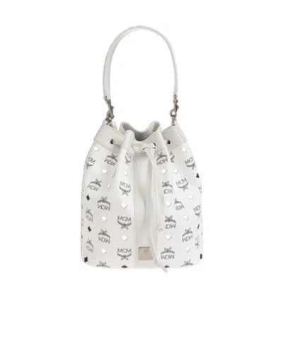 Mcm Drawstring Shoulder Bag In White