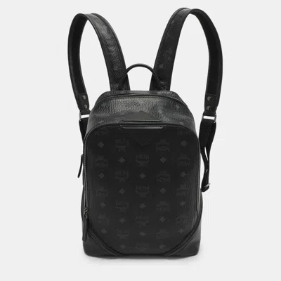 Pre-owned Mcm Duke Black Visetos Coated Canvas Backpacks