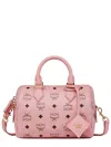 Mcm Structured Top Handle Handbag With Detachable Strap In Pink