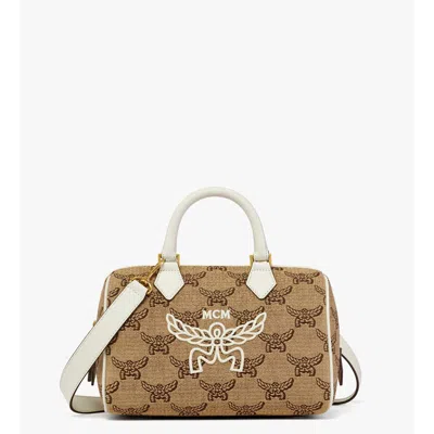 Mcm Ella Boston Bag In Lauretos Raffia Jacquard In Multi