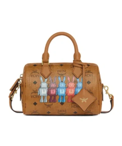 Mcm Ella Boston Bag In Rabot Visetos In Brown