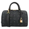 Mcm Ella Boston Bag In Visetos In Black