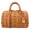 Mcm Printed Canvas Medium Ella Boston Handbag In Brown
