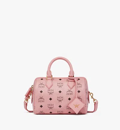 Mcm Structured Top Handle Handbag With Detachable Strap In Pink