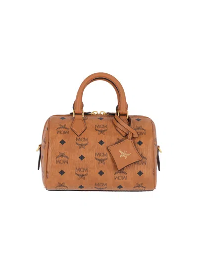 Mcm Ella Boston Handbag In Brown