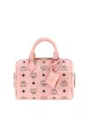Mcm Structured Top Handle Handbag With Detachable Strap In Nude