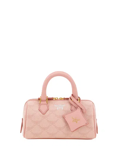 Mcm Ella Boston Handbag In Silver Pink