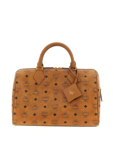 Mcm Ella Boston Medium Handbag In Brown