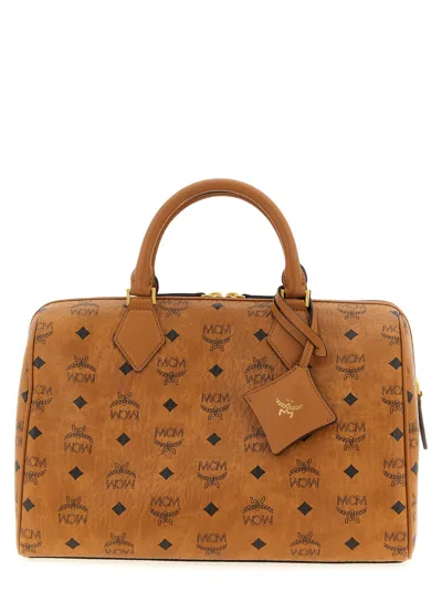 Mcm Ella Boston Medium Handbag In Brown