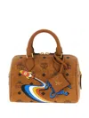 Mcm Ella Boston Rocket-print Monogram Tote Bag In Brown