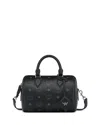Mcm Ella Boston Small Visetos Leather Shoulder Bag In Black