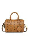 Mcm Ella Boston Small Visetos Leather Shoulder Bag In Brown