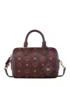 Mcm Ella Boston Small Visetos Leather Shoulder Bag In Brown