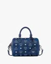 Mcm Small Ella Boston Visetos Monogram Tote Bag In Blue