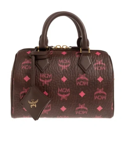 Mcm Ella Double Handle Handbag In Brown