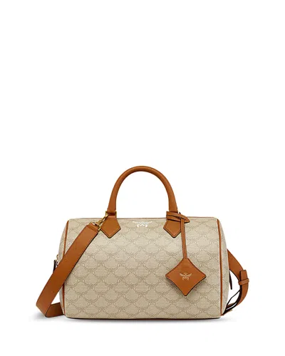 Mcm Ella Lauretos Medium Bowling Bag In Oatmeal