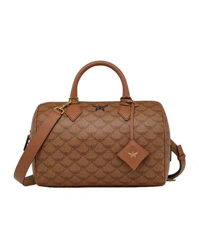 Mcm Ella Medium Boston Bag In Brown