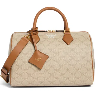 Mcm Ella Medium Boston Bag In Oatmeal