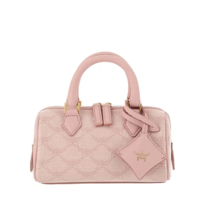 Mcm Ella Mini Lauretos Boston Bag In Pink