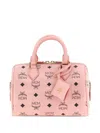 Mcm Structured Top Handle Handbag With Detachable Strap In Pink