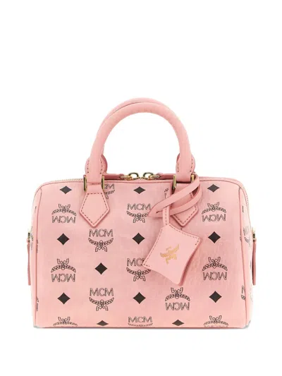 Mcm Ella Monogram Boston Tote Bag In Pink