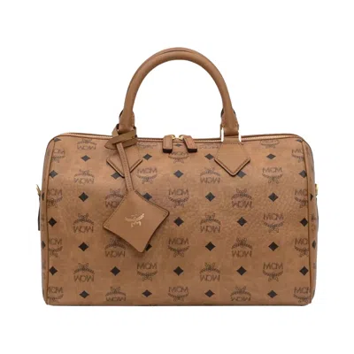 Pre-owned Mcm Ella Vi Medium Boston Bag 'cognac' | Tan | Men's Size Onesize