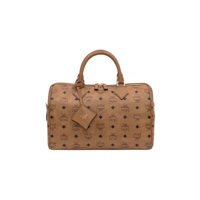 Pre-owned Mcm Ella Vi Medium Boston Bag 'cognac' | Tan | Men's Size Onesize In Brown