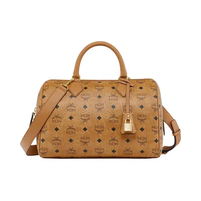 Pre-owned Mcm Ella Vi Mini Boston Bag 'cognac' | Tan | Men's Size Onesize