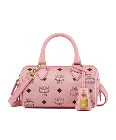 Mcm Ella Visetos Boston Bag In Pink
