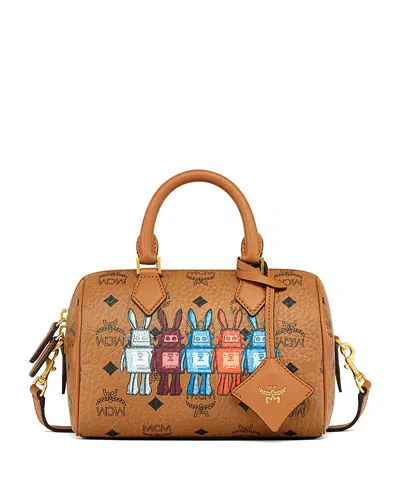Mcm Ella Visetos Boston Hybrid Shoulder Bag In Brown