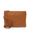 Mcm Embossed Leather Aren Medium Crossbody In Brown