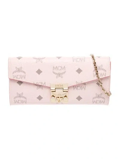 Pre-owned Mcm Embossed Leather Clutch In Pink