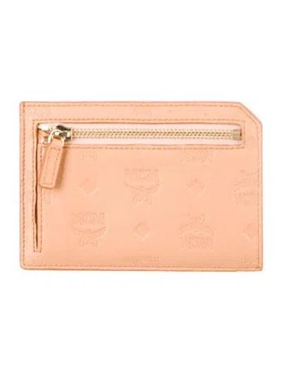 Pre-owned Mcm Embossed Leather Coin Pouch In Neutral