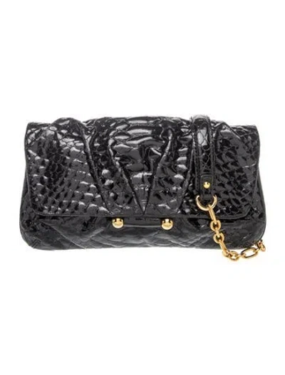 Pre-owned Mcm Embossed Leather Crossbody Bag In Black