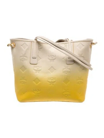 Pre-owned Mcm Embossed Leather Crossbody Bag In Neutral