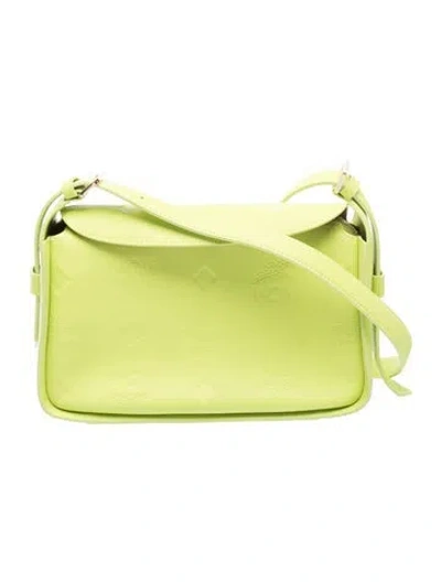 Pre-owned Mcm Embossed Leather Shoulder Bag In Green