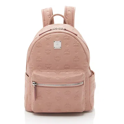 Mcm Embossed Leather Small Backpack In Pink