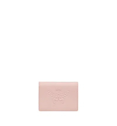 Mcm Embossed Leather Wallet In Pink
