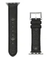 Mcm Embossed-monogram Leather Apple Watch Band In Black