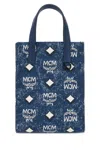 Mcm Glitter Finish Canvas Handbag With Detachable Tag In Le