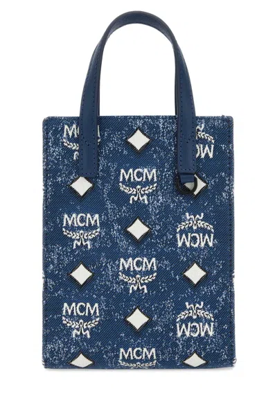 MCM EMBROIDERED CANVAS AREN HANDBAG