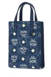 Mcm Glitter Finish Canvas Handbag With Detachable Tag In Le