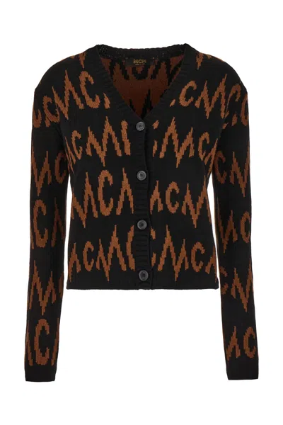 MCM EMBROIDERED CASHMERE BLEND OVERSIZE CARDIGAN