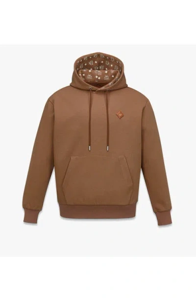 Mcm Essential Logo Patch Ponte Hoodie In Brown