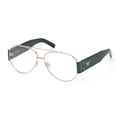 Mcm Eyeglasses Aviator Full Rim, Gold/smoke Frame And Clear Demo Lenses Lens Mw500132a In Green