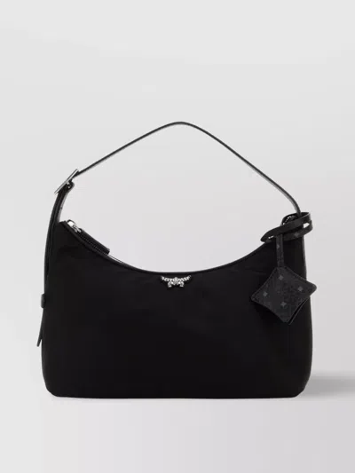 Mcm Fabric Aren Bag With Strap And Charm Accessory